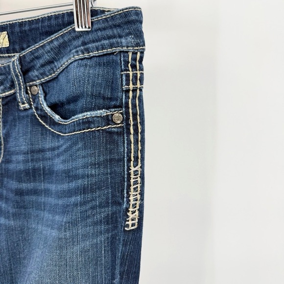 BKE Tenley Bootcut Jeans Womens 27x33.5 Low Rise Thick Stitch Dark Wash Cowgirl - Picture 4 of 7